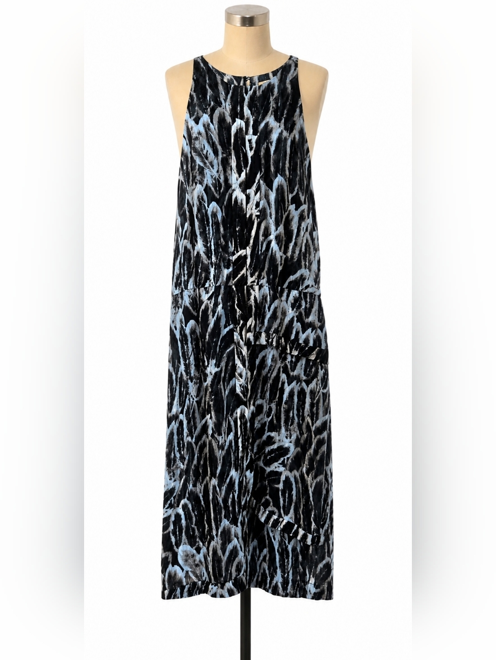 Halston Heritage Navy and Black Abstract Maxi Dress